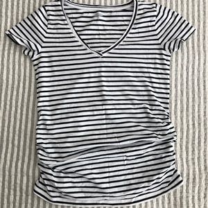 Black white stripe T-shirt maternity